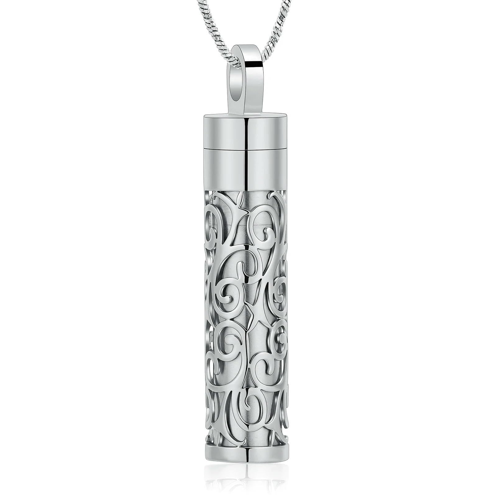 Collier urne funéraire en acier inoxydable, pendentif cylindre de haute précision
