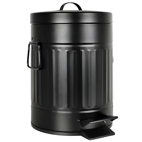 Autumn Alley, Farmhouse - Basurero de baño blanco con tapa y pedal, cubo de basura blanco para baño rústico, cubo de basura de cocina de granja,