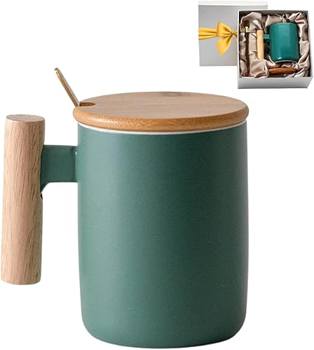 Miniatura 8 de Caja de regalo de taza de café con mango de madera, vaso de cerámica con tapa de bambú y cuchara para agitar, empaquetado para regalo, regalos de