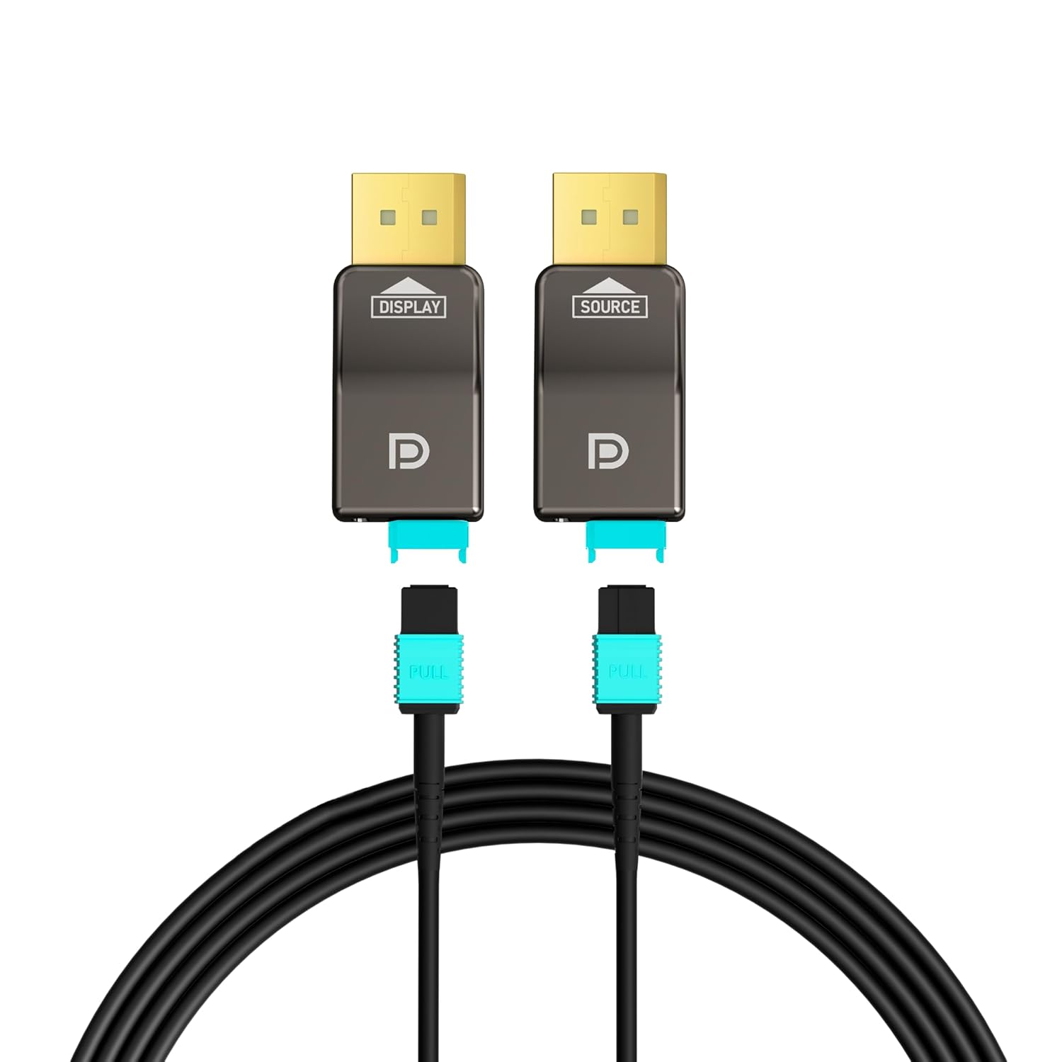 8K Detachable Full Fiber Optic Armored DisplayPort Cable 1.4 33FT, 32.4 Gbps, Supports 8K@60Hz, 4K@144Hz, HDR, HDCP 2.2, FreeSync & G-Sync, Compatible with RTX 4090/3090 Ti/RX 7900 XTX