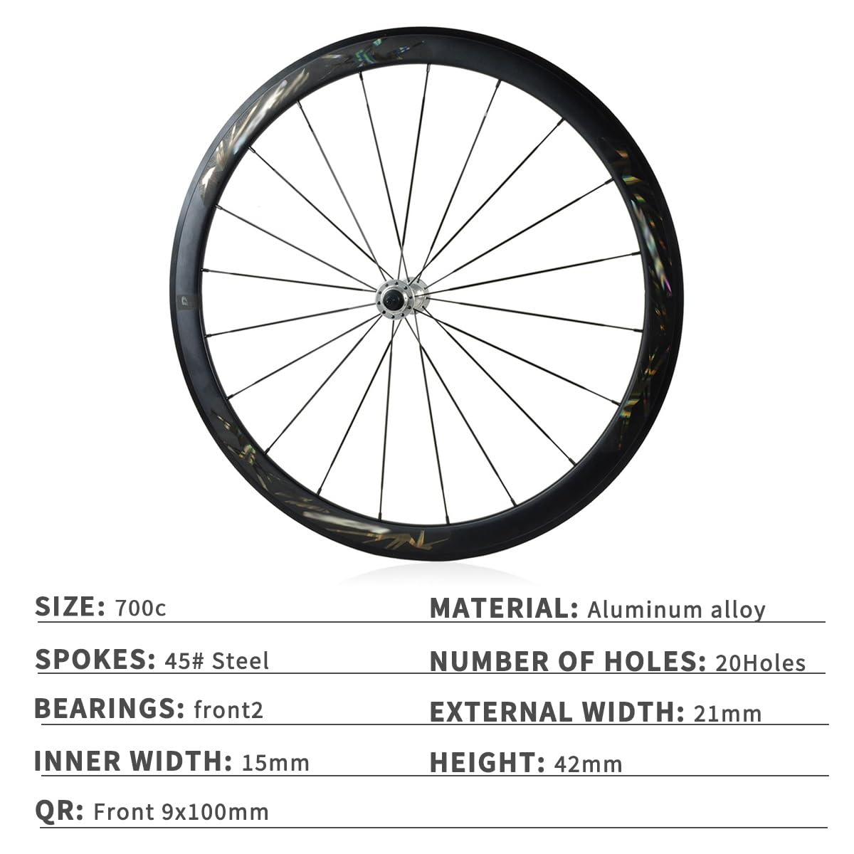 Ruota Anteriore 700C Ruote Per Bici Da Strada Ruota Sgancio Rapido FrenoC/V | Cerchione In Alluminio 20H, Pneumatico 20-35C