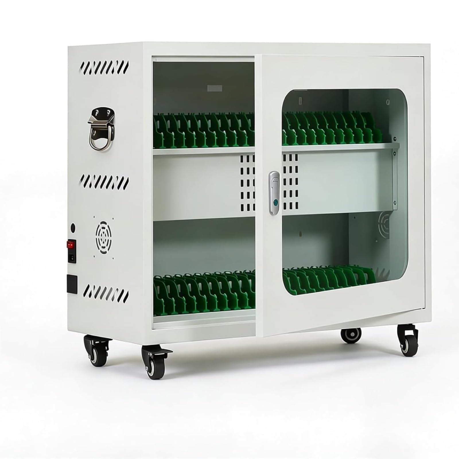 Carrello di ricarica per dispositivi mobili, armadietto per stazione di ricarica per tablet con serratura sicura, organizer di ricarica USB per scuola, ufficio e hotel, opzioni da 20 a 60 porte