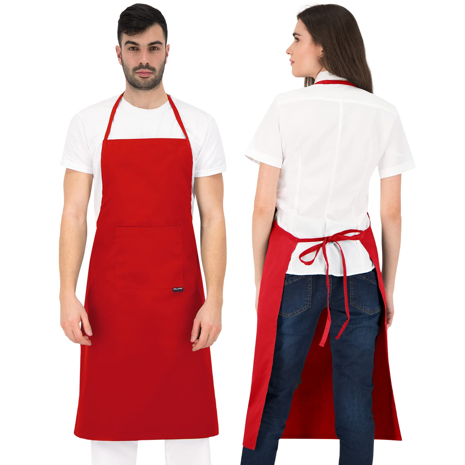 PALLTEX Borago Aprons for Men Aprons for Women Chef Apron for Cooking Crafts Painting Baking Kitchen Apron EN ISO 13688, red, One Size