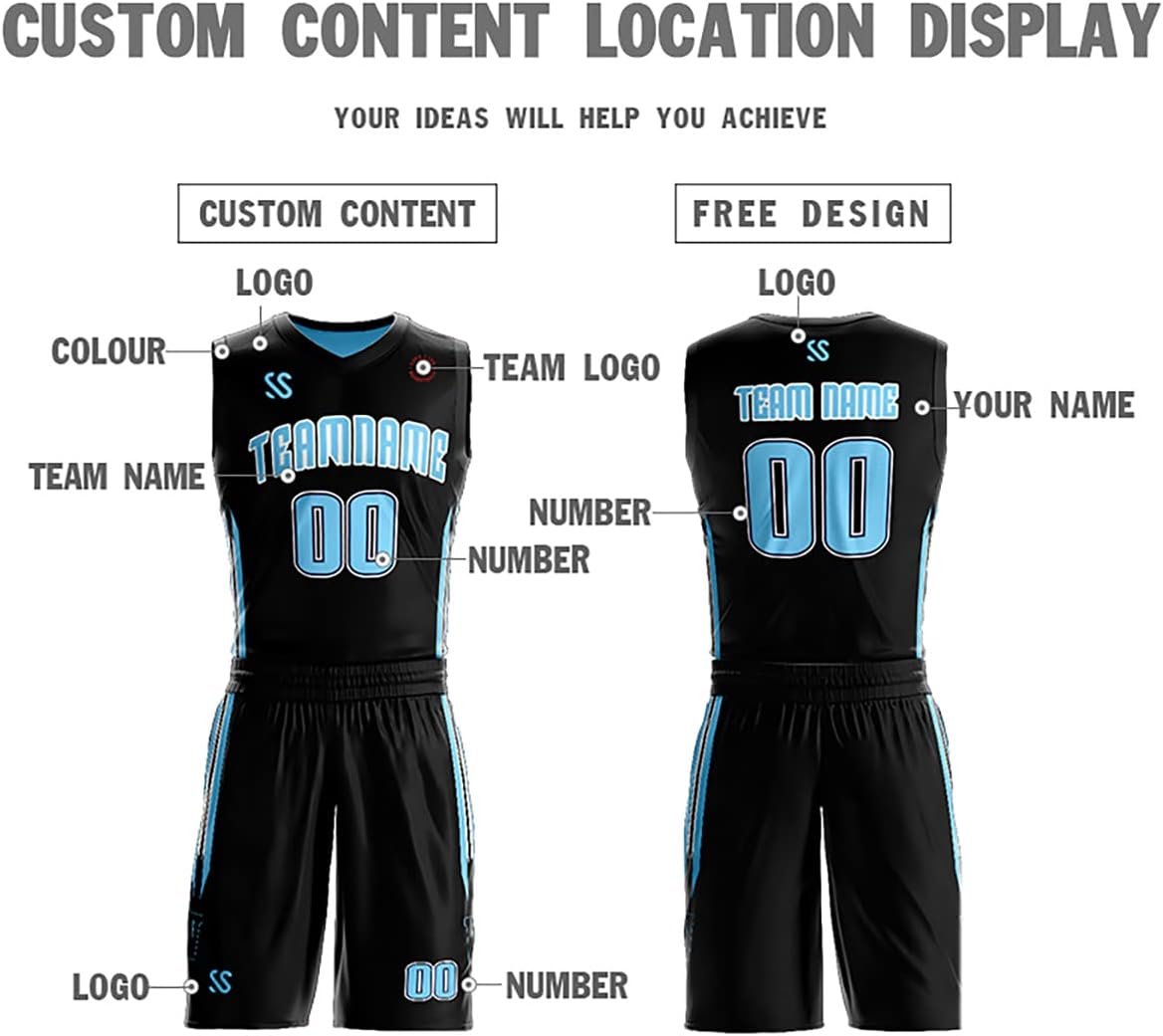 Personalize Your Own Reversible Basketball Jersey Uniform Custom Name and Number for Men/Women/Youth