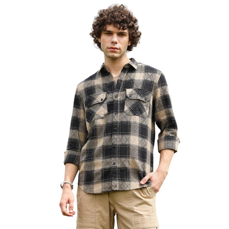 Image of CAHOOT Men's Shirt for Casual Wear | Spread Collar | Long Cuffed Sleeves | Button Closure | Shirt Crafted with Comfort Fit for Everyday Wear