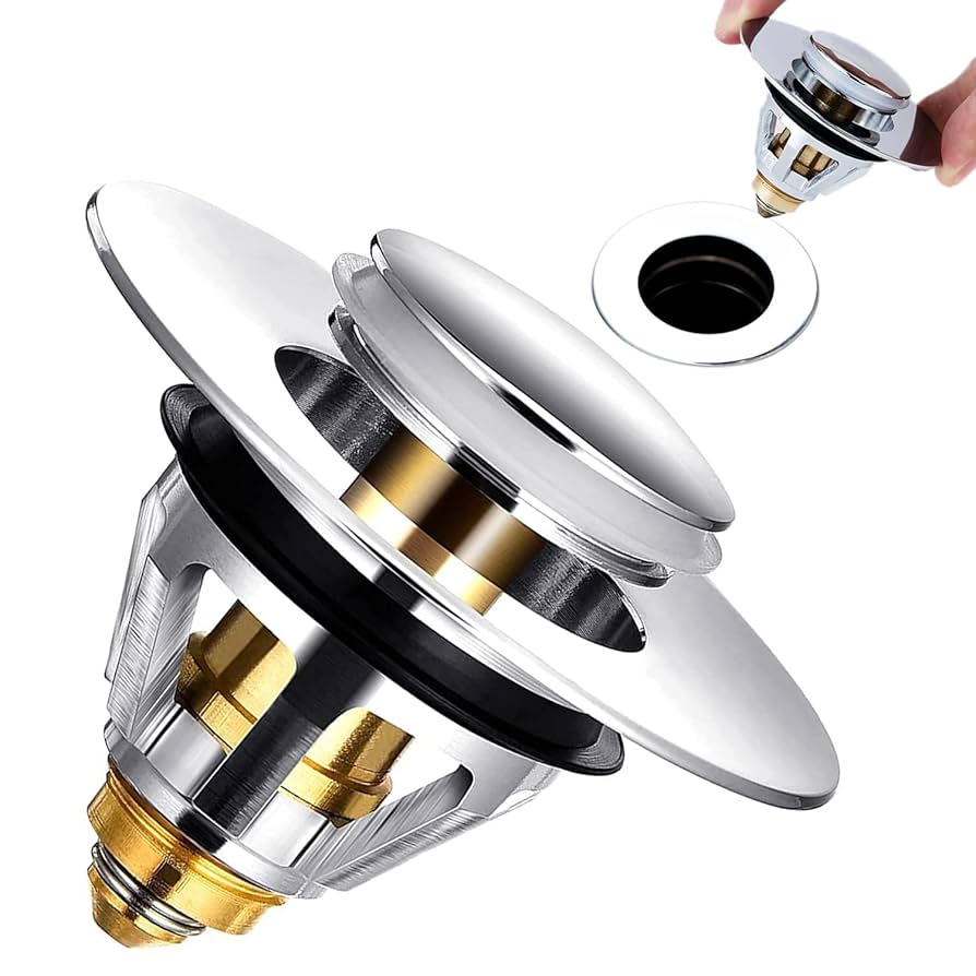 Bedee Pop Up Sink Plugs, Bathroom Sink Plug Universal Zinc Alloy And Brass Basin Drain Strainer Replacement Bounce Core Push Type 2 Seals For 24 58mm Hole