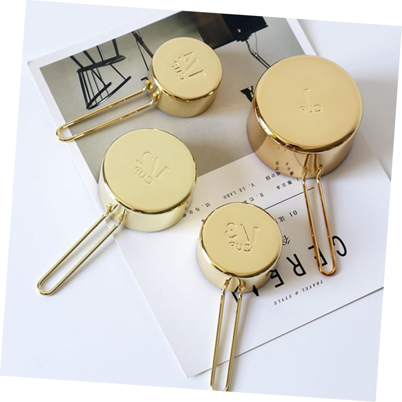 LIFKOME Cuillères Doseuses Lot de 4 Trou Suspendre en Acier Inoxydable Or Multi-usages Cuisine et Pâtisserie à Domicile