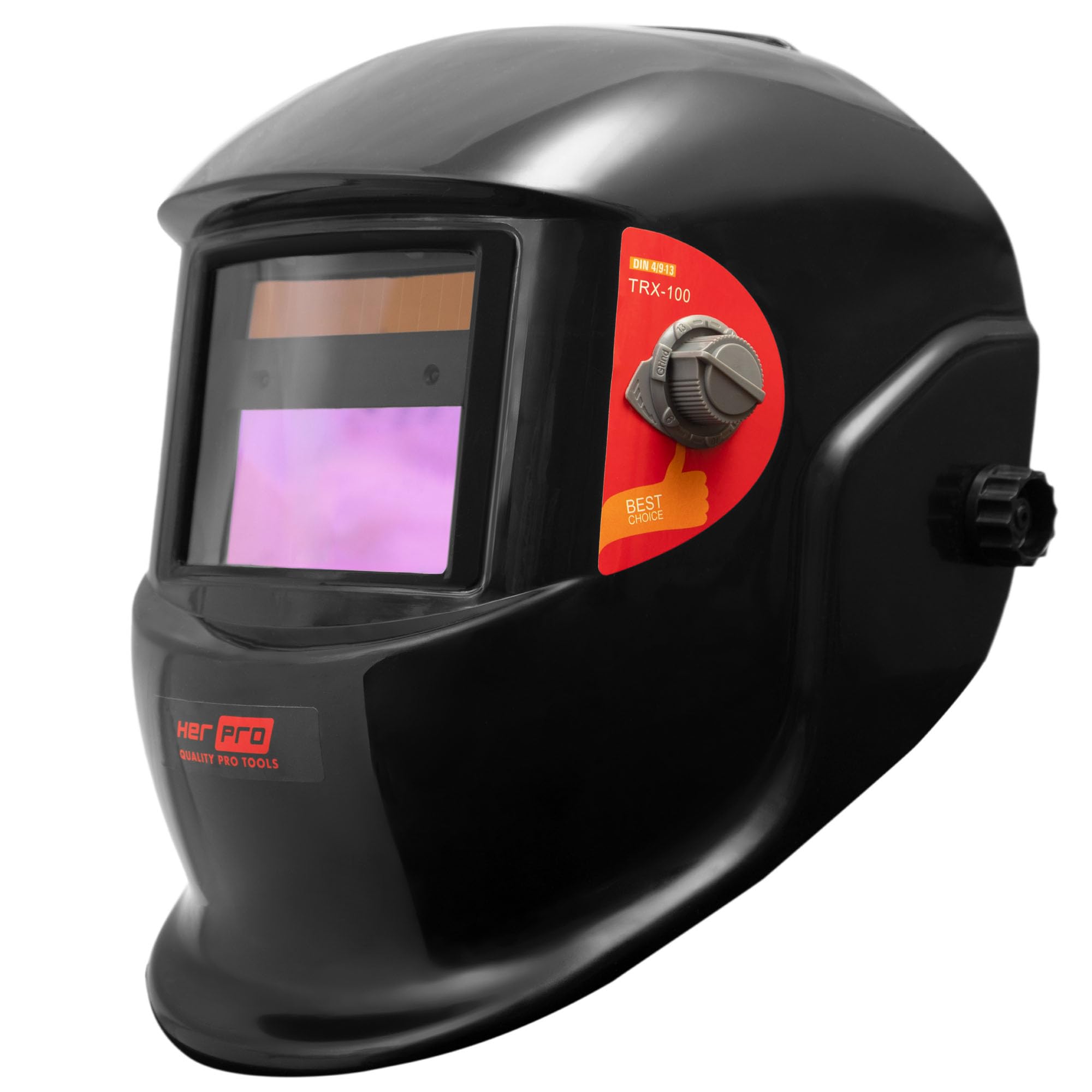 HERPRO TRX-100 Careta de soldar automatica con regulacion de Sensibilidad - Oscuridad 9-13 y Retardo, valida para MMA TIG MIG