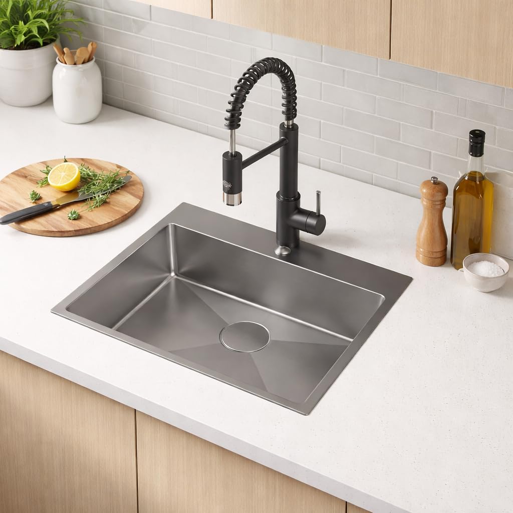 Cata Fregadero de Cocina Sobre encimera CBS-1 54-40 R10 Doble Cubeta Cuadrada Instalación en Mueble de 60 cm Profundidad de 20 cm Acero Inoxidable