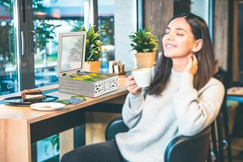 Miniatura 8 de Tea Bag Organizer Wooden Tea Box for Tea Bags, Tea Organizer 9 Compartments Tea Chest Storage Box with Clear Lid, Tea Bag Holder Tea Caddy for Tea