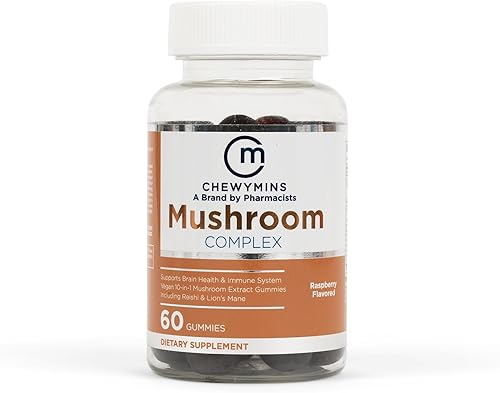 Gomitas complejas de hongos Halal - Sabor a frambuesa - Sin OMG, orgánicas y veganas - Apoya la salud cerebral y el sistema inmunológico - Extracto