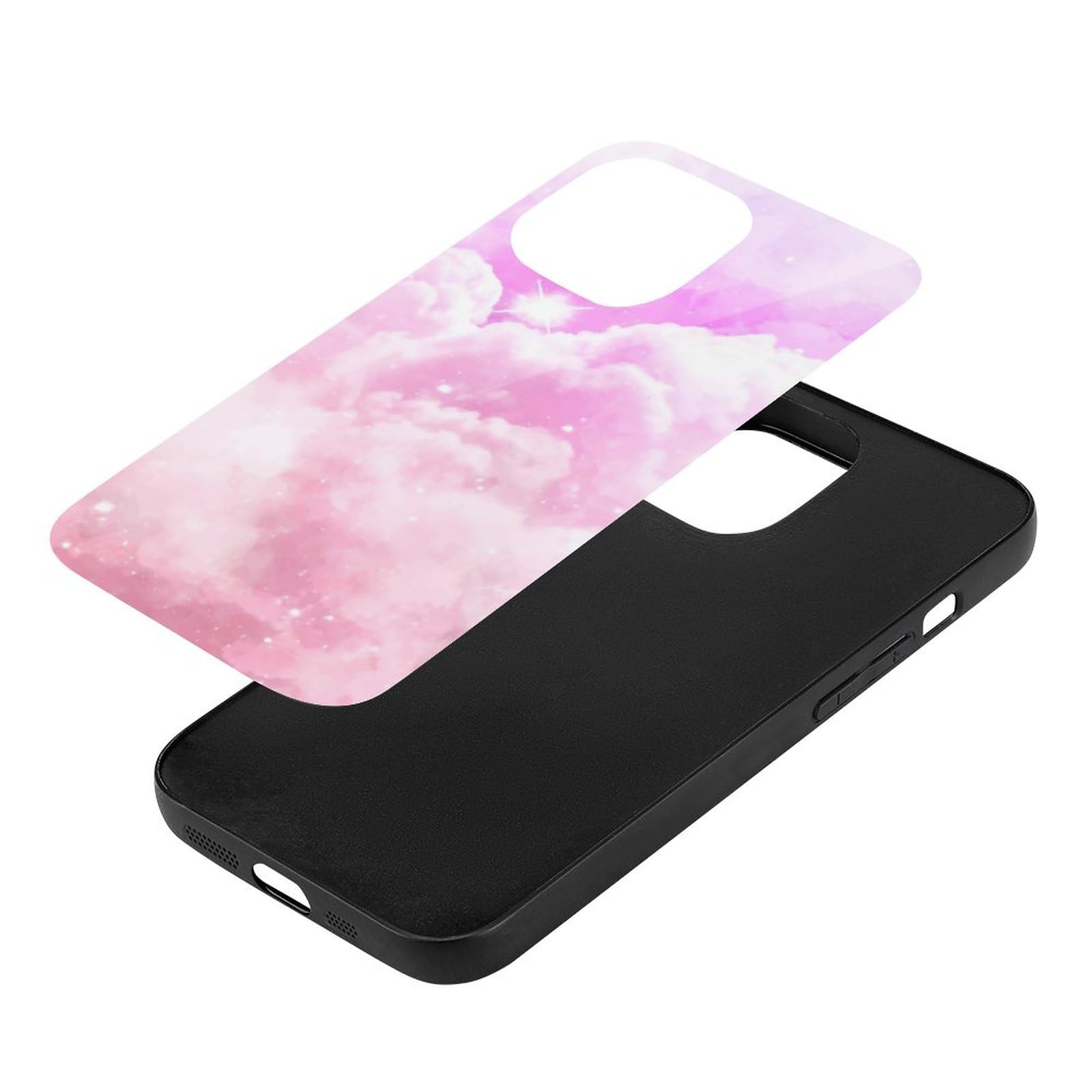 Amazon.co.jp: IPhone 15用スマホケース ピンク 紫 雲 水彩