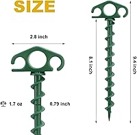 Vista 2 de Estacas de Anclaje para Tienda de Campaña Atornillables, Paquete de 6 Estacas de Arena para Playa de 9.4 Pulgadas, Clavijas Espirales Resistentes