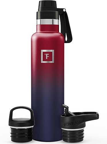 Miniatura 88 de IRON °FLASK Frasco de hidratación para acampar y senderismo con pajilla, botella de agua deportiva de acero inoxidable con aislamiento de boca Dark