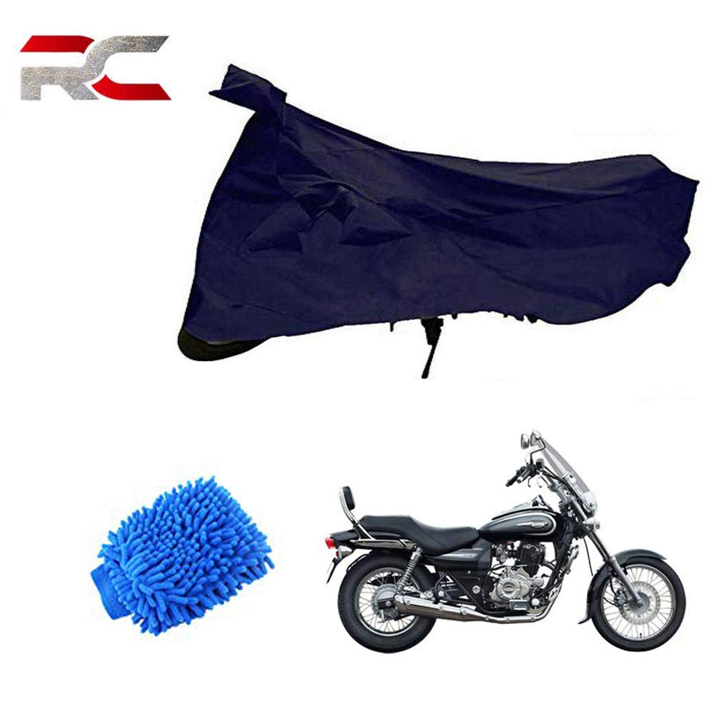 Riderscart 100% Waterproof, Dustproof & UV Protection Bike Cover Combo with Microfiber Glove and Storage Bag Body Covers for Bajaj Avenger 220 Cruise - Blue