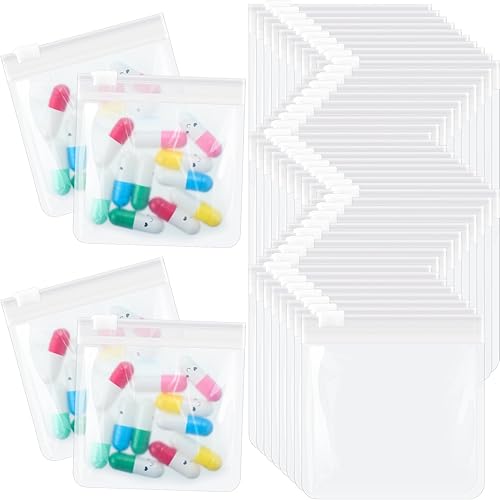 48 bolsas para píldoras, juego de bolsas para píldoras con cremallera, organizador de medicamentos translúcido reutilizable, bolsa de medicamentos