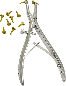 1 EA German Dental Crown Gripper Remover Pliers 6" Angled-Temporary Crown Remover, Crown Gripper Pliers W/8 Extra Silicone Tips -Spring with Screw Type All in ONE