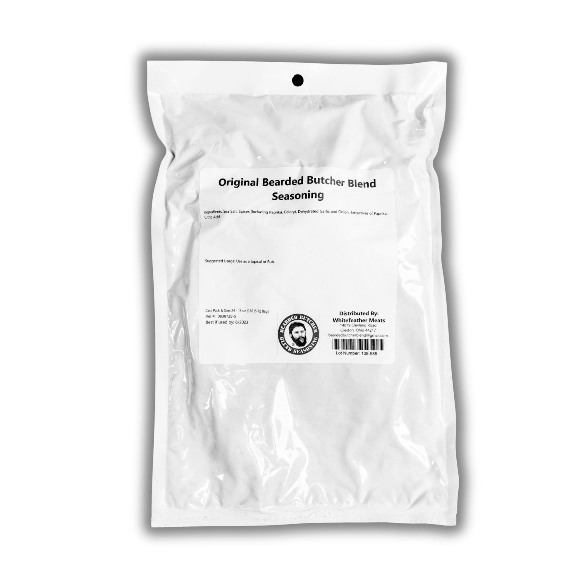 Bearded Butchers Original Blend Seasoning, 13oz - Season 25 lbs of Meat, No Sugar, No MSG, Gluten-Free, Perfect for Sausage, Brats, Jerky, and More