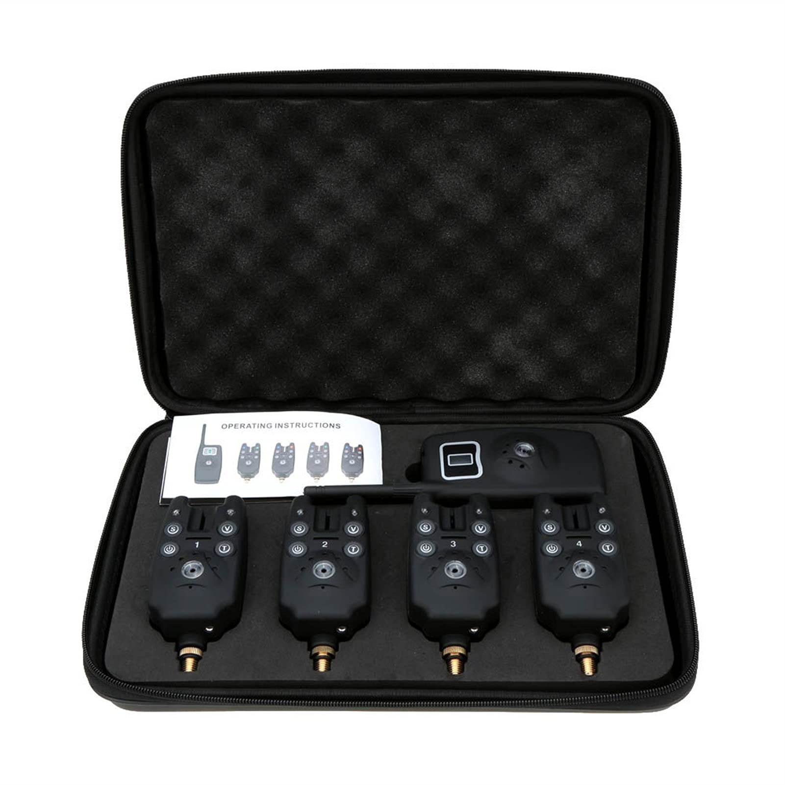 Fouillard de pêche sans Fil Alarm Finder Sound Alerte Screen Digital Bite Fish Bite Récepteur d'alarme Ensemble avec Caisse Carpe Pêche Tackle,Rechargeable Longue DuréE(Style 6)