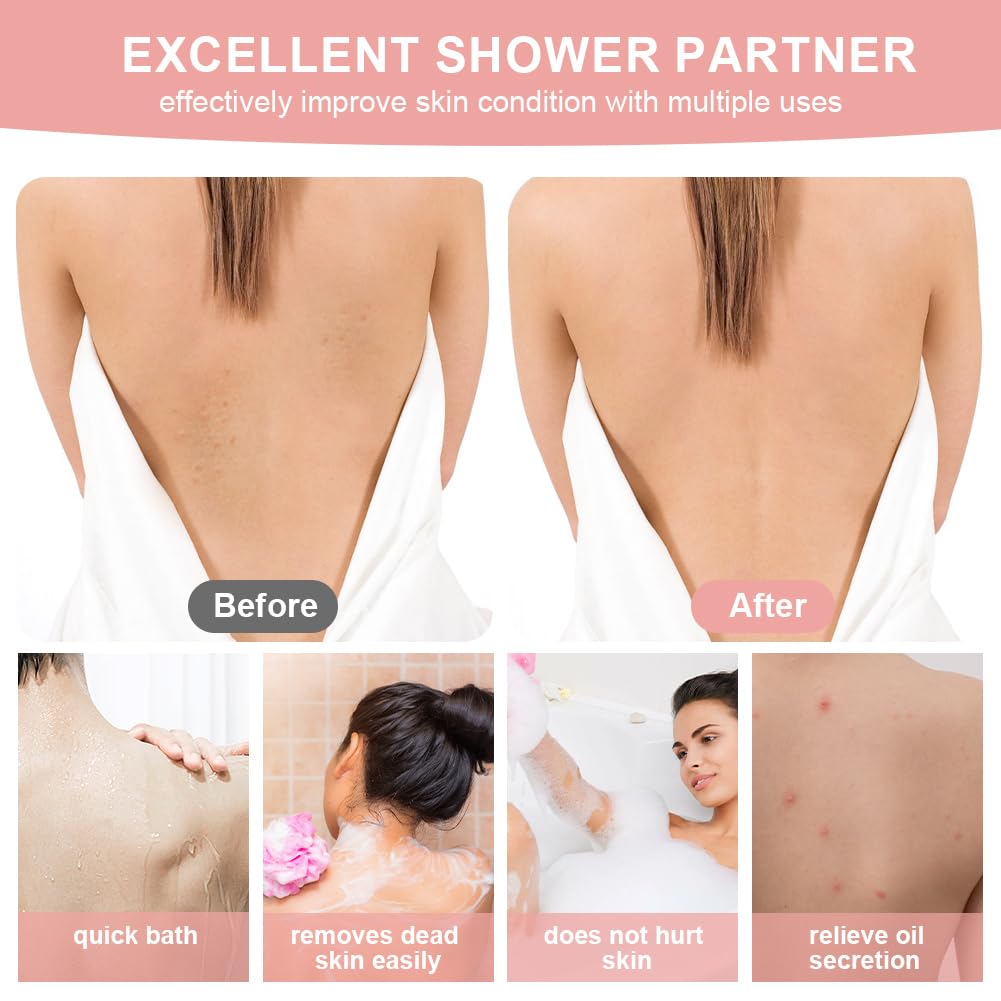 Exfoliating Back Scrubber for Shower 34 Inches Back Scrubber with Handles, Double Sided Body Exfoliator Bath Tool - Image 4