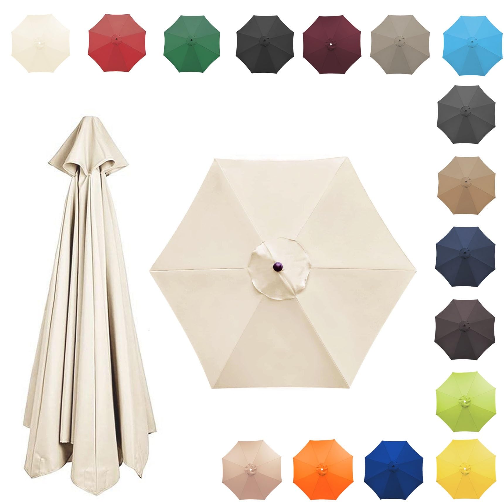 Auvent De Remplacement Pour Parasol De Jardin, Toile Anti UV 50+, Housse Polyester 350CM