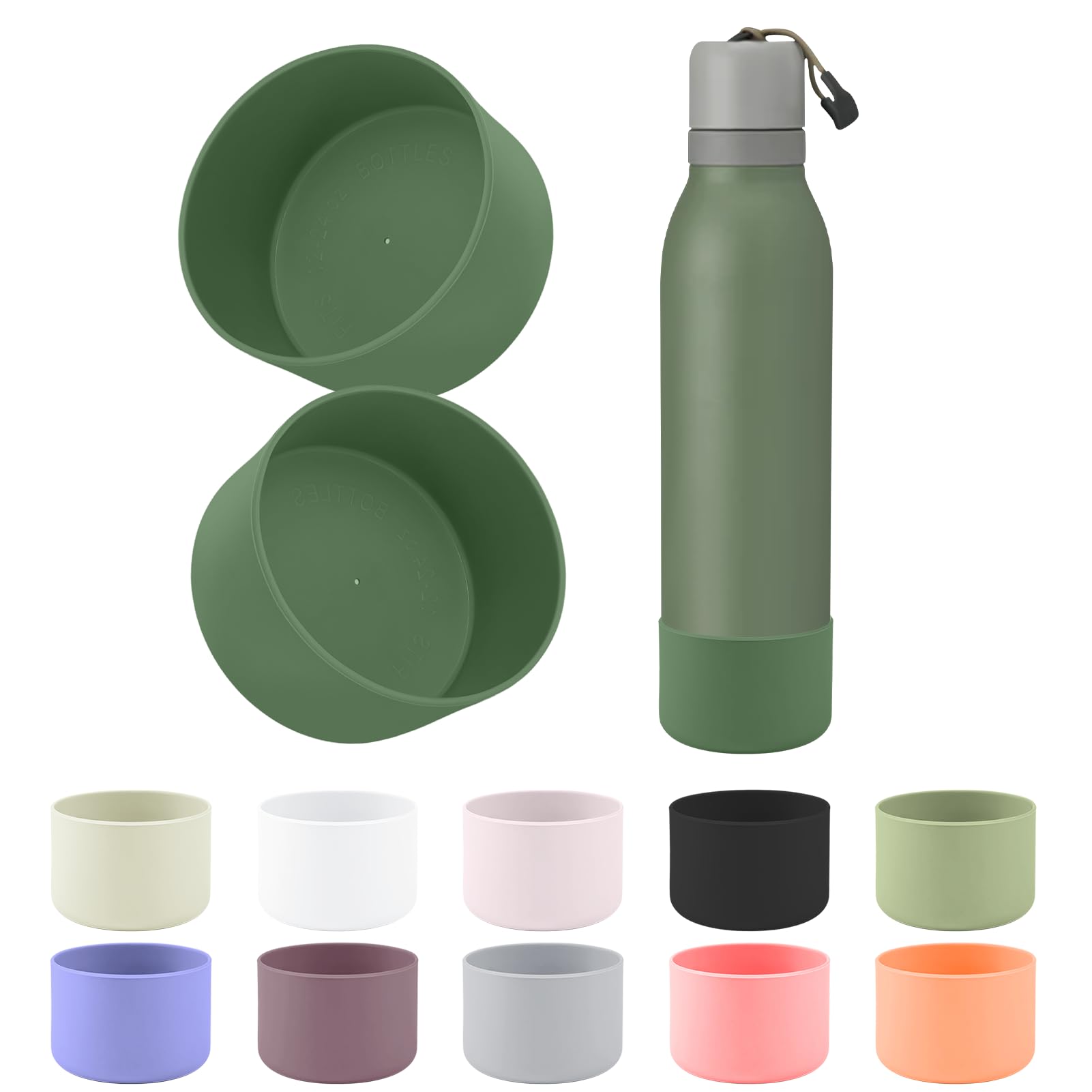 BKBY 2pcs Silicone Boot Compatible with Owala FreeSip Twist 24oz, Anti-Slip & Anti-Scratches Protective Sleeve Bottom Cover for Owalaa FreeSip Twist Water Bottle (Green House)