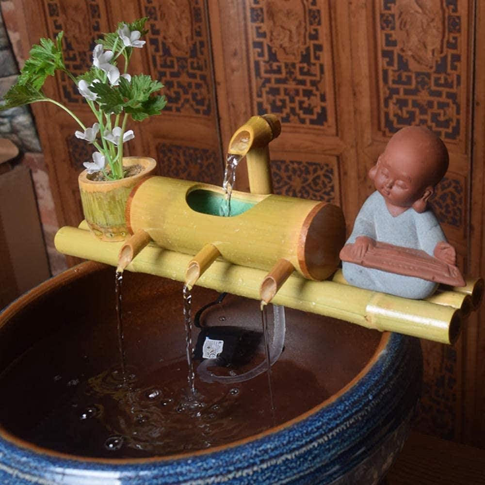 OTQEFTN Garden Fountain Bamboo Water Fountain Water Feature Handmade Garden Water Flowing Feature Indoor/Outdoor Fountain Bonsai Waterfall Fountain Statues