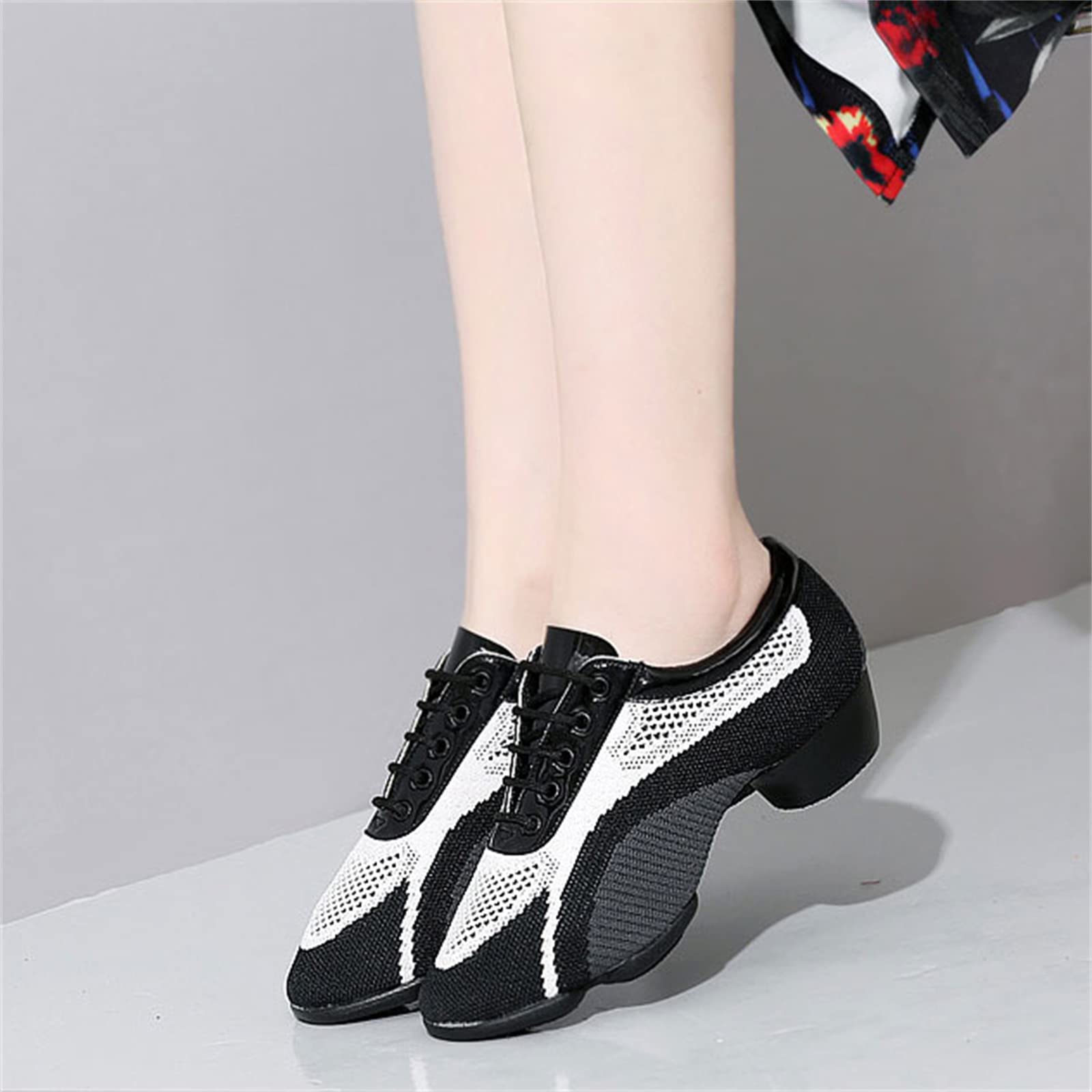 Zapatos De Baile Latino para Mujer, Zapatos De Jazz Modernos con Suela Dividida Tacón Bajo Zapatos De Salón para Interiores