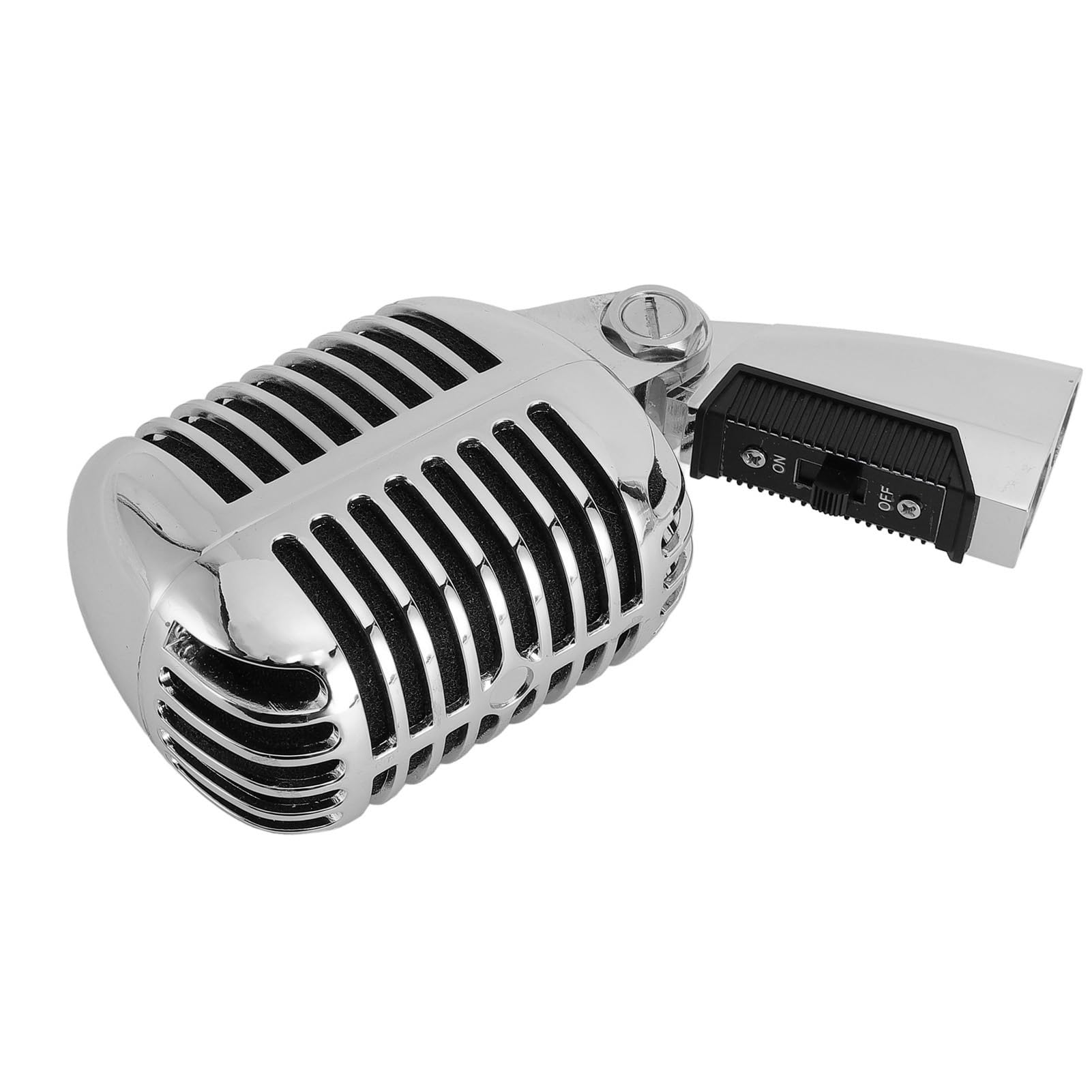 SENECESLI Microfono Vintage, Microfono per Voce Dinamico retrò con Rack Rotante Autotensionante, Microfono Dinamico Classico in Lega di Zinco per Studio Teatrale KTV (SILVER)