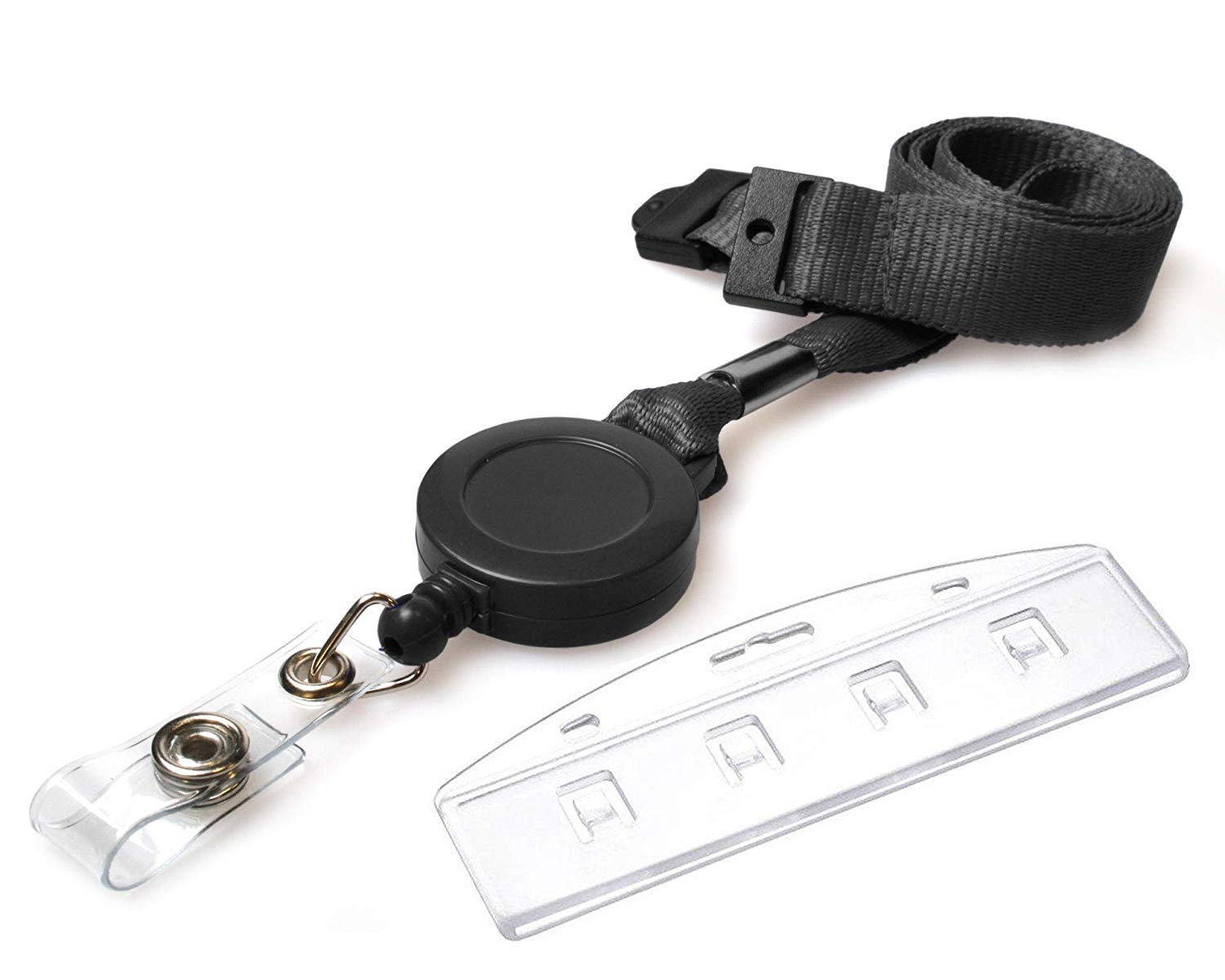 ID Swipe Card Holder Access Card Lanyard Neck Straps with Integrated Retractable Card Reel - Black (10) Extendable Lanyard with Card Holder PCL Media ltd