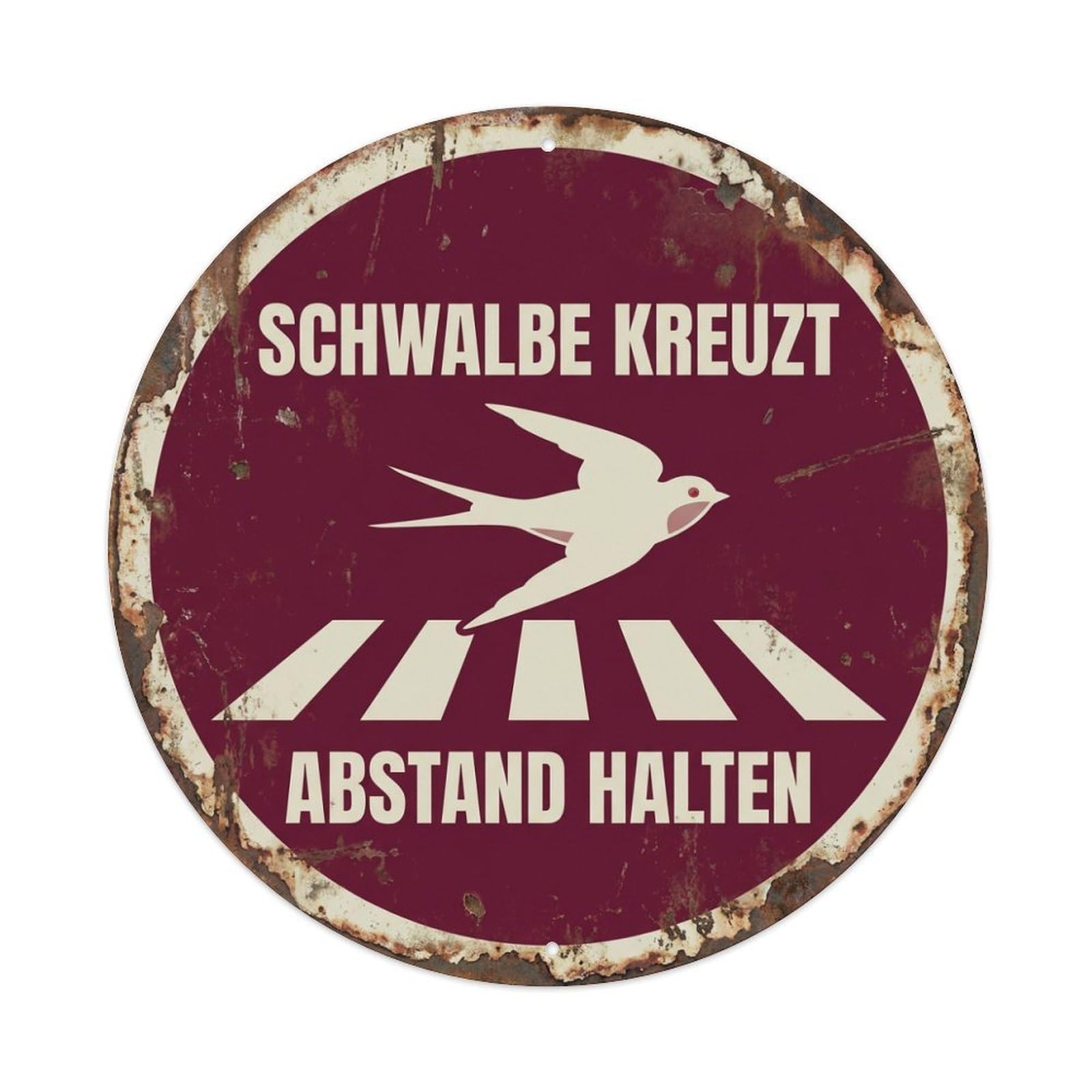 Metal Tin Sign Swallow Crossing Abstand Halten Provincial