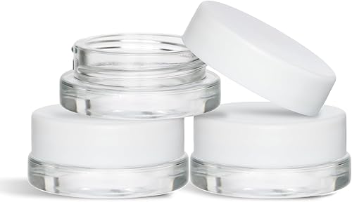 Miniatura 8 de Paquete de 90 tarros de vidrio negro grueso de perfil bajo de 0.2 fl oz con tapas negras, recipientes herméticos para aceite, bálsamo labial, cera,