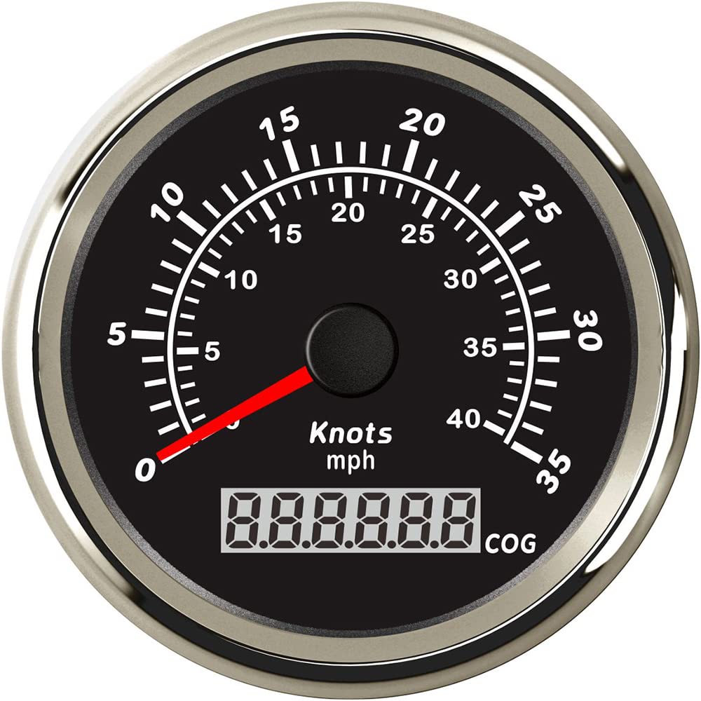 ELING 85mm GPS Speedometer 0-35Knots 0-40MPH Speed Gauge COG with Red Backlight 9-32V for Boats Vessels Ships (0-35knots BS) โ image 1