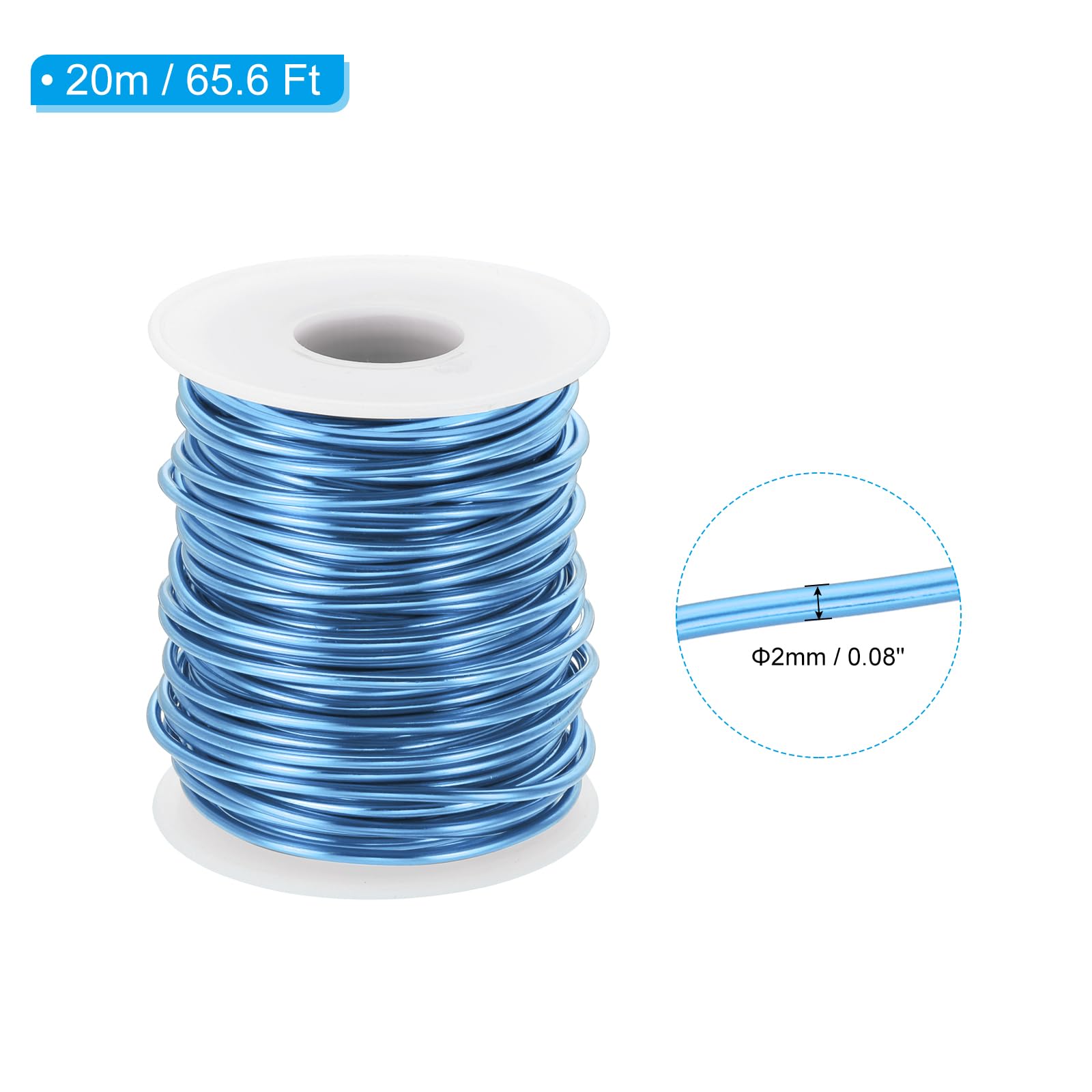 PATIKIL 12 Gauge 2mm Aluminum Craft Wire, 65.6 Ft Metal Wire Armature Bendable Wire for Jewelry Making Metal Wrap DIY Steel Blue - Image 2
