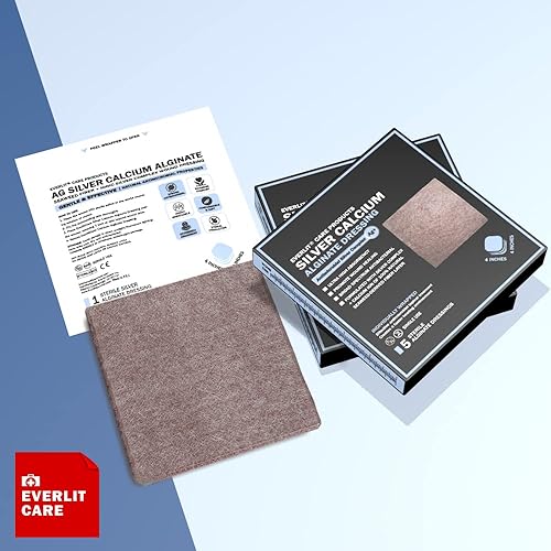 Miniatura 6 de EVERLIT AG Silver - Apósito para heridas de alginato de calcio  Almohadilla absorbente antiadherente estéril  Gasa suave con fibra gelificante