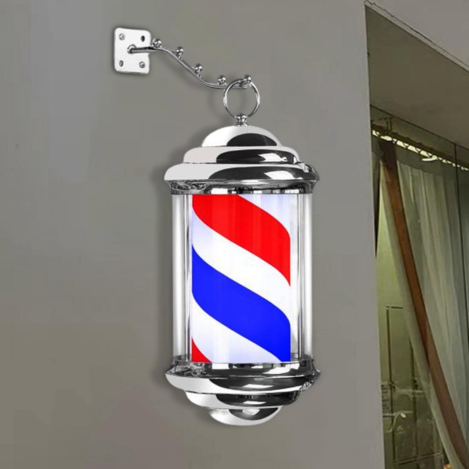 Rotulador Giratorio Luminoso Cartel Giratorio Letrero Led Barbero Montaje en Pared Resistente Agua Adecuado para Negocios de Peluquería Locales M
