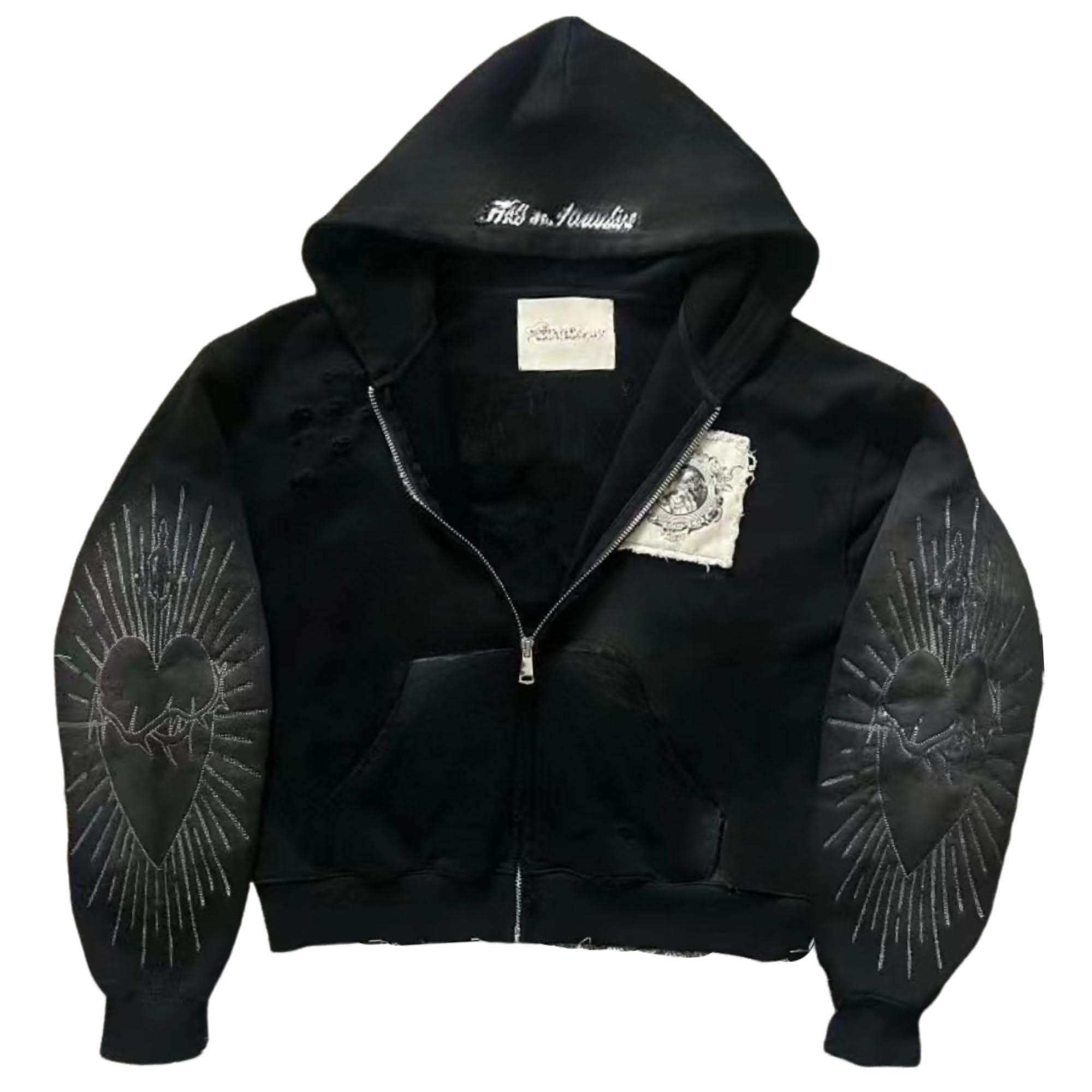 Felpe con Cappuccio Oversize con Cerniera e Stampa Anni 2000 da Uomo e da Donna con Tasche Stile Hip-Hop Gotico con Stampa di Lettere per Coppie