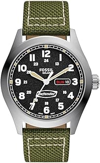 FOSSIL Defender Watch for Men, Solar-Powered with Stainless Steel or Leather Strap