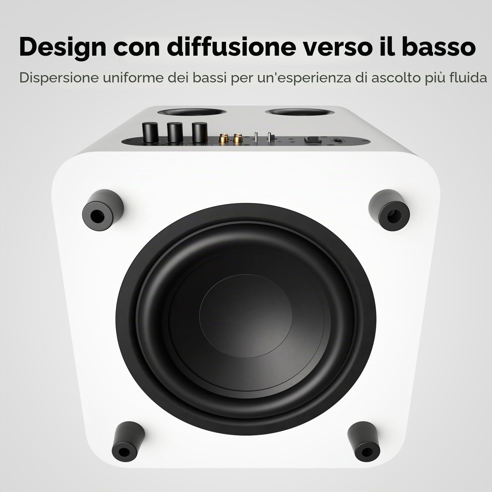 Fosi Audio SW10 Subwoofer Attivo da 10 pollici da 500W con Amplificatore Incorporato, Subwoofer compatto Amplificato Attivo per Home Audio Theater, Ingressi/Uscite LFE e RCA