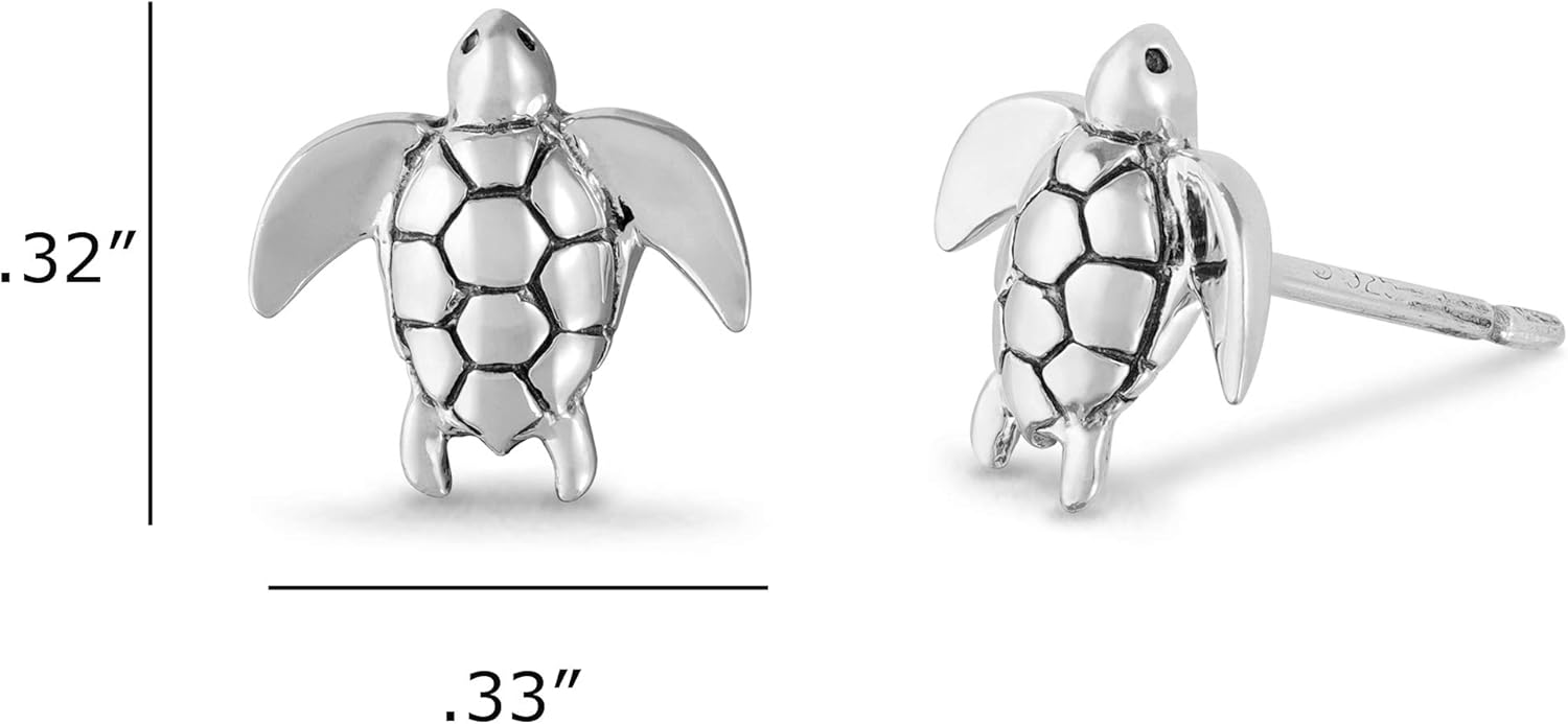 Boma Jewelry Sterling Silver Sea Turtle Animal Stud Earrings - Image 5