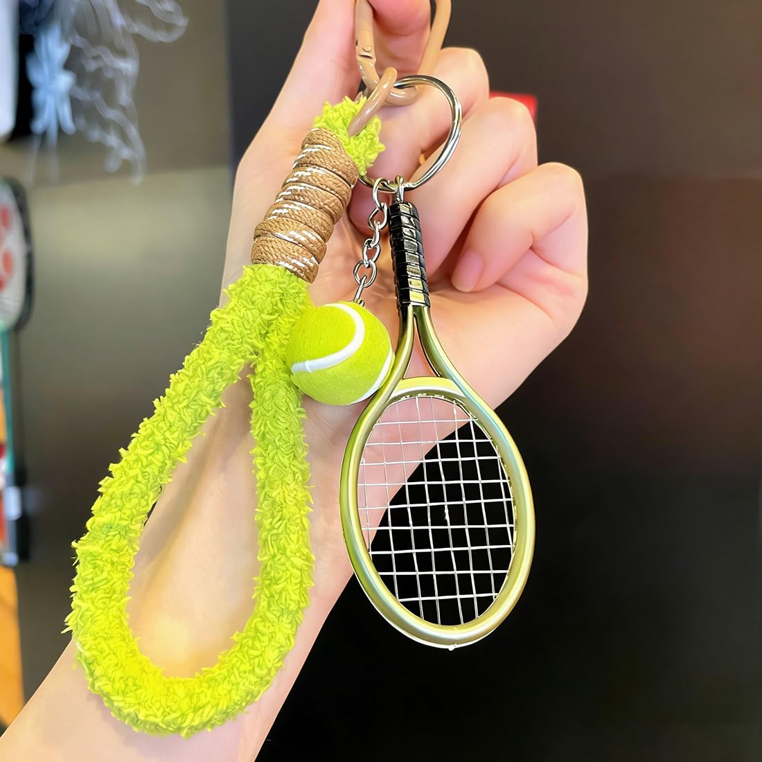 Portachiavi Tennis in Metallo, Portachiavi Mini per Racchetta da Tennis, Regalo Sportivo