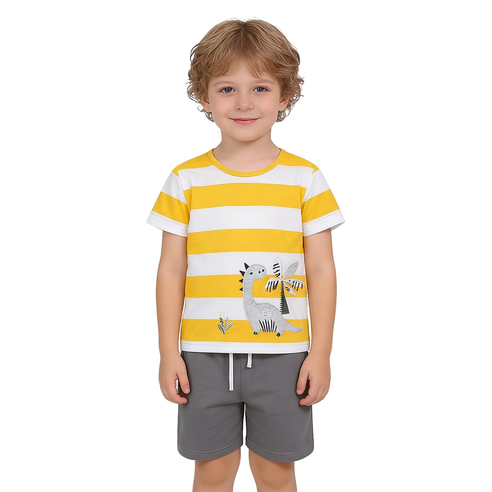 amropi Conjunto de 2 piezas de camisetas y pantalones cortos de manga corta con estampado animal para niños de 1 a 7 años