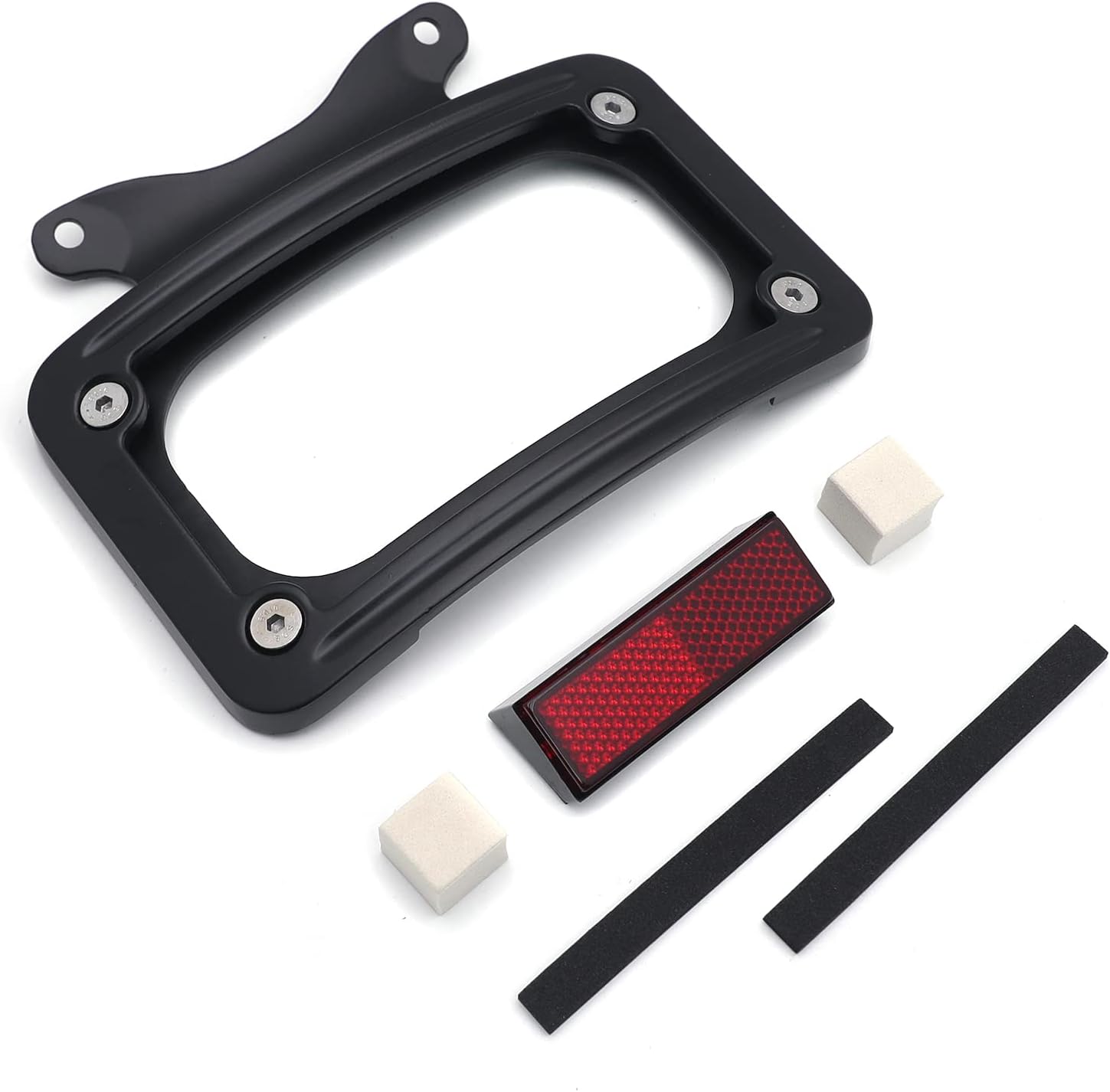 HTTMT MT389-BK Black Laydown Curved License Plate Bracket Tag Holder Compatible with '10-later FLHX, FLHXS, FLHXSE, FLTRX, FLTRXS and '10-'12 FLHXSE (Street Glide FLHX/Road Glide FLTRX)