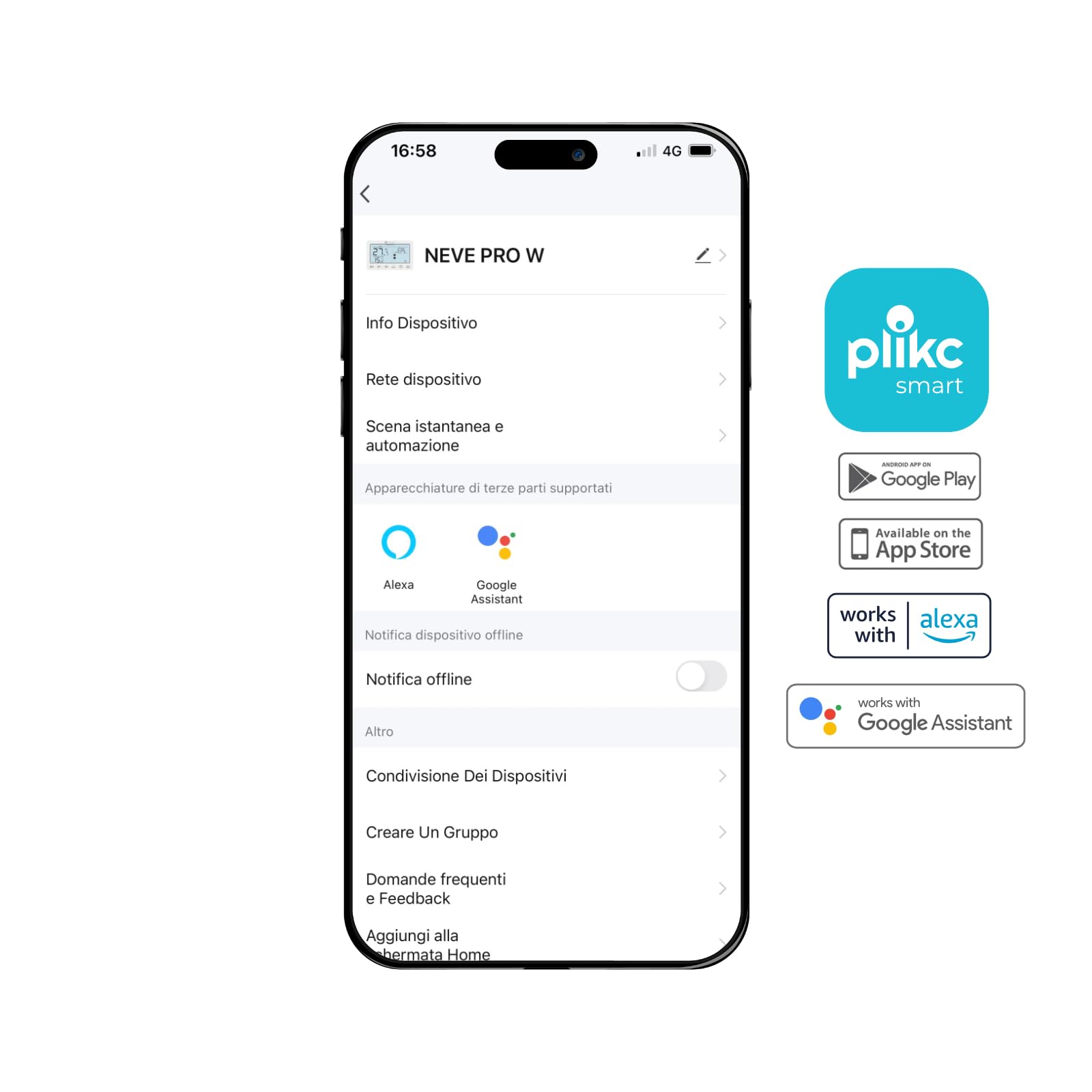 Plikc - Cronotermostato digitale Wifi dual band compatibile con Alexa - Alimentazione a 230V - (Neve PRO W)