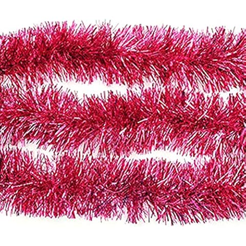 KeKeandYaoYao 3Pcs 2m Shiny Tinsel Garland Christmas Tinsel Wreath Christmas Tree Ornament Home Birthday Wedding Decoration Props Rose Red Cover