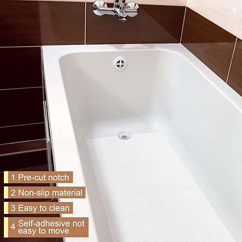 Miniatura 5 de Amylove 2 rollos de 16 x 40 pulgadas, tapete adhesivo de seguridad de PEVA con corte de drenaje, antideslizante, tapete de seguridad antideslizante