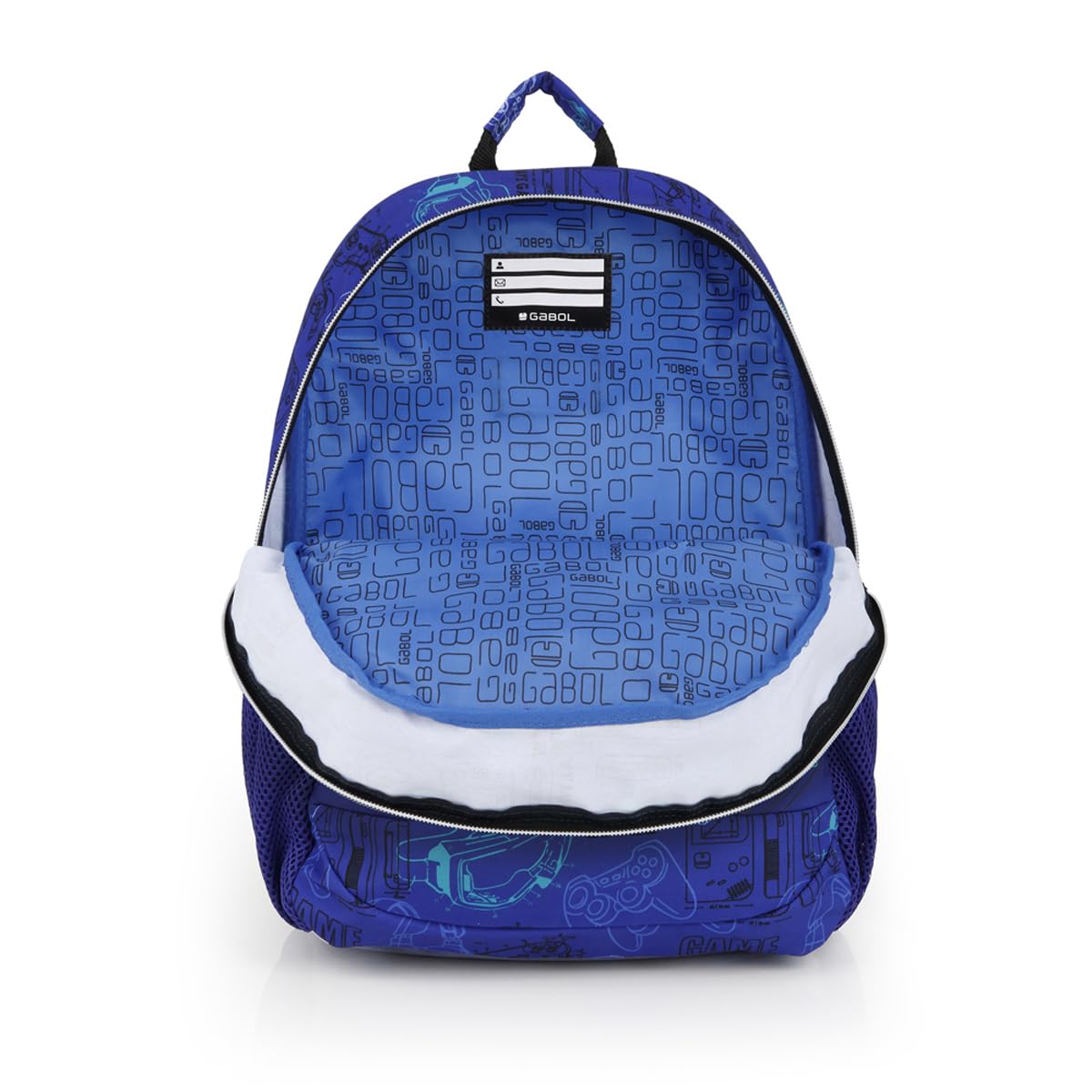 Gabol - Mochila Escolar Adaptable a Carro Gaming 31x41x15 cm - Espalda Termoformada y Bolsillo Lateral - Resistente al Agua con Cremalleras Cubiertas - Diseño Español en Poliéster - Azul