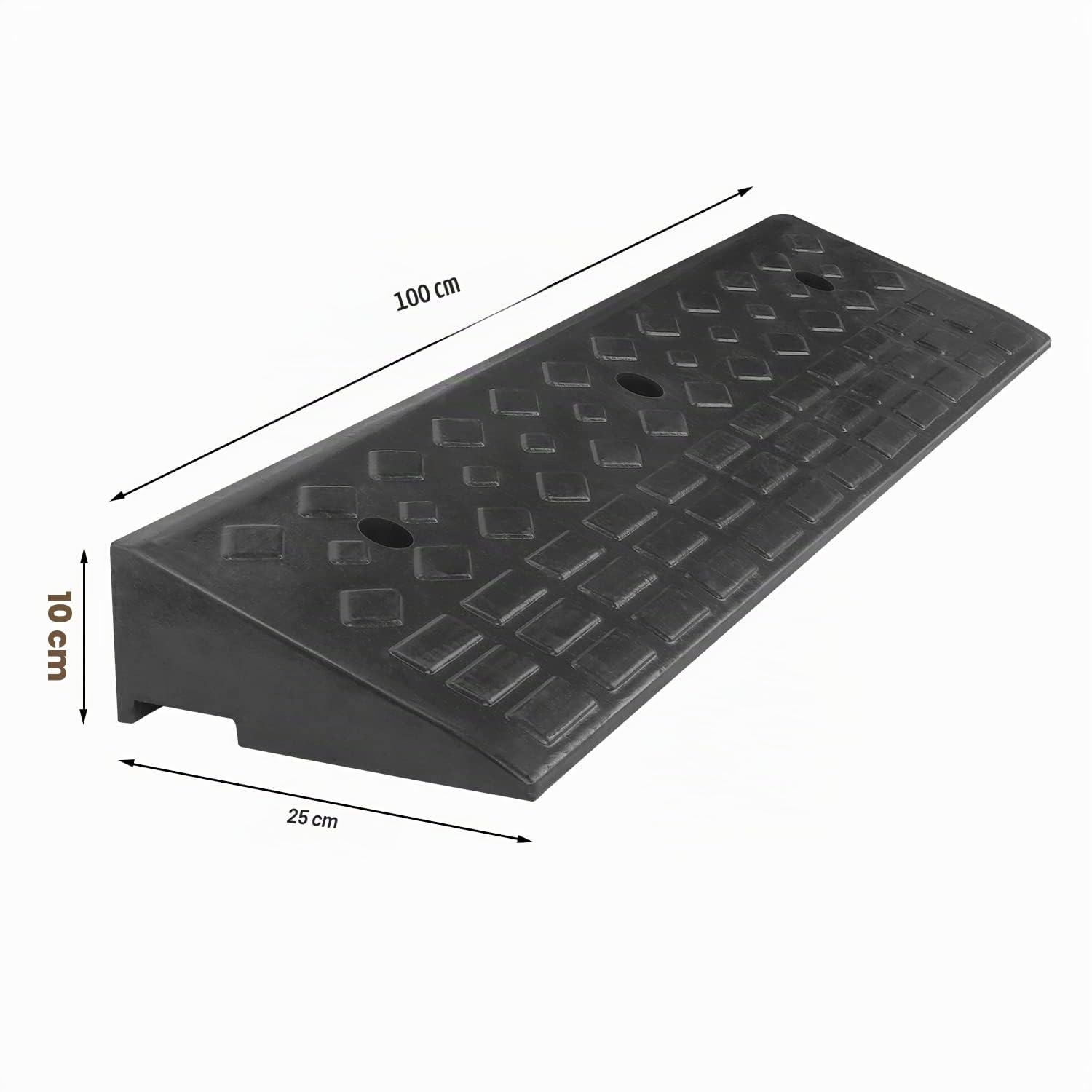 MYOYAY Rampe d'accès en caoutchouc - 10 cm - Avec kit de fixation - Pour voiture, fauteuil roulant, moto, trottoir - 100 x 25 x 10 cm