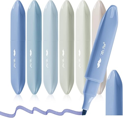 Mr. Pen - Resaltadores estéticos, paquete de 6, punta de cincel, resaltadores de colores surtidos, resaltadores de la Biblia y bolígrafos que no se