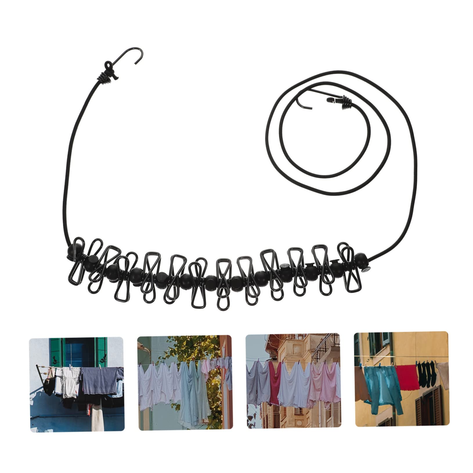Amosfun 3 Set Di Corde Per Stendere Gli Stendibiancheria Da Viaggio Resistenti E Nere Con Clip Per Appenderli Facilmente 2 Pezzi*3